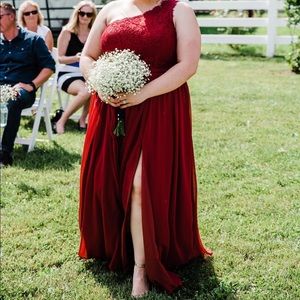 Azazie off the shoulder bridesmaid dress